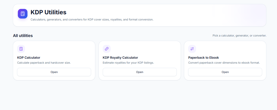 KDP utilities dashboard screenshot