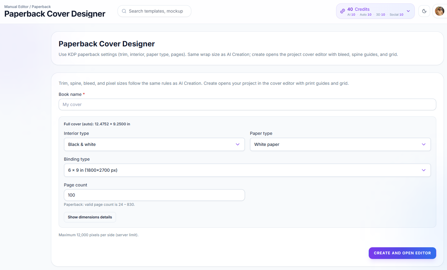 Manual editor dashboard screenshot