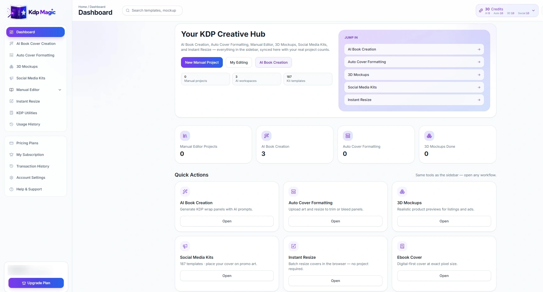 Choose a KDP project in KDP Magic